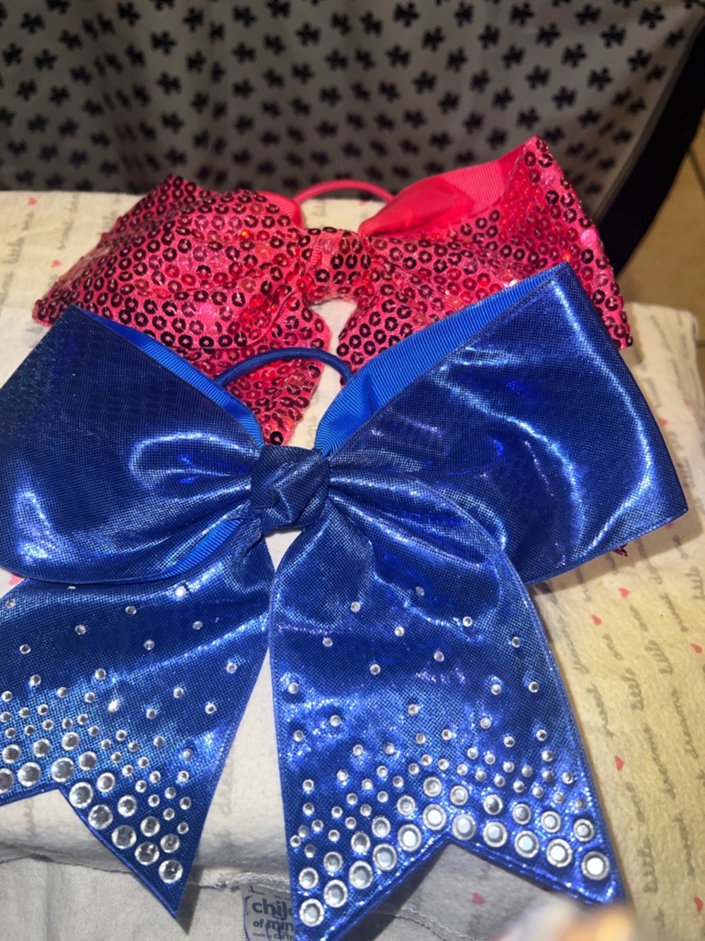 Sparkle Cheer Bows - Blue & Hot Pink